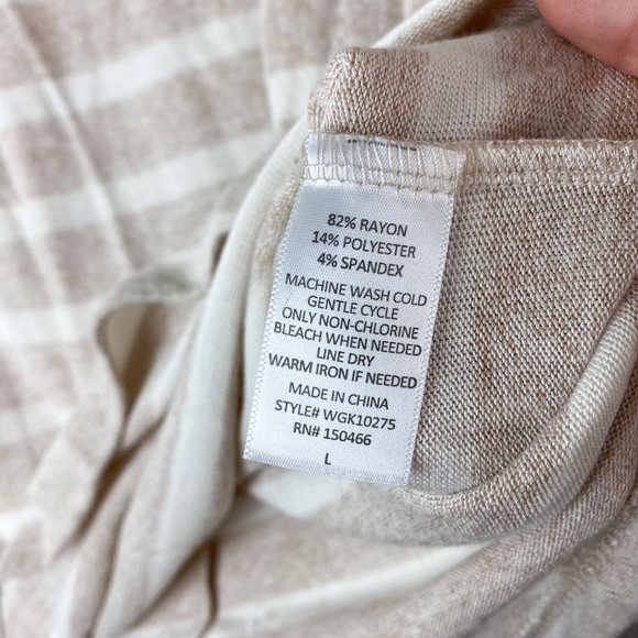 Market & Spruce Tan and White stripe top size Large - Picture 5 of 6